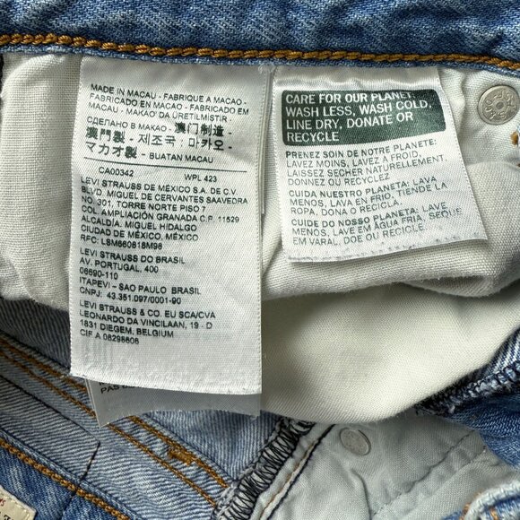 Levi's Wedgie Straight Button Fly Jeans Sz 28 Big E Distressed Raw Hem Cropped - Picture 11 of 13